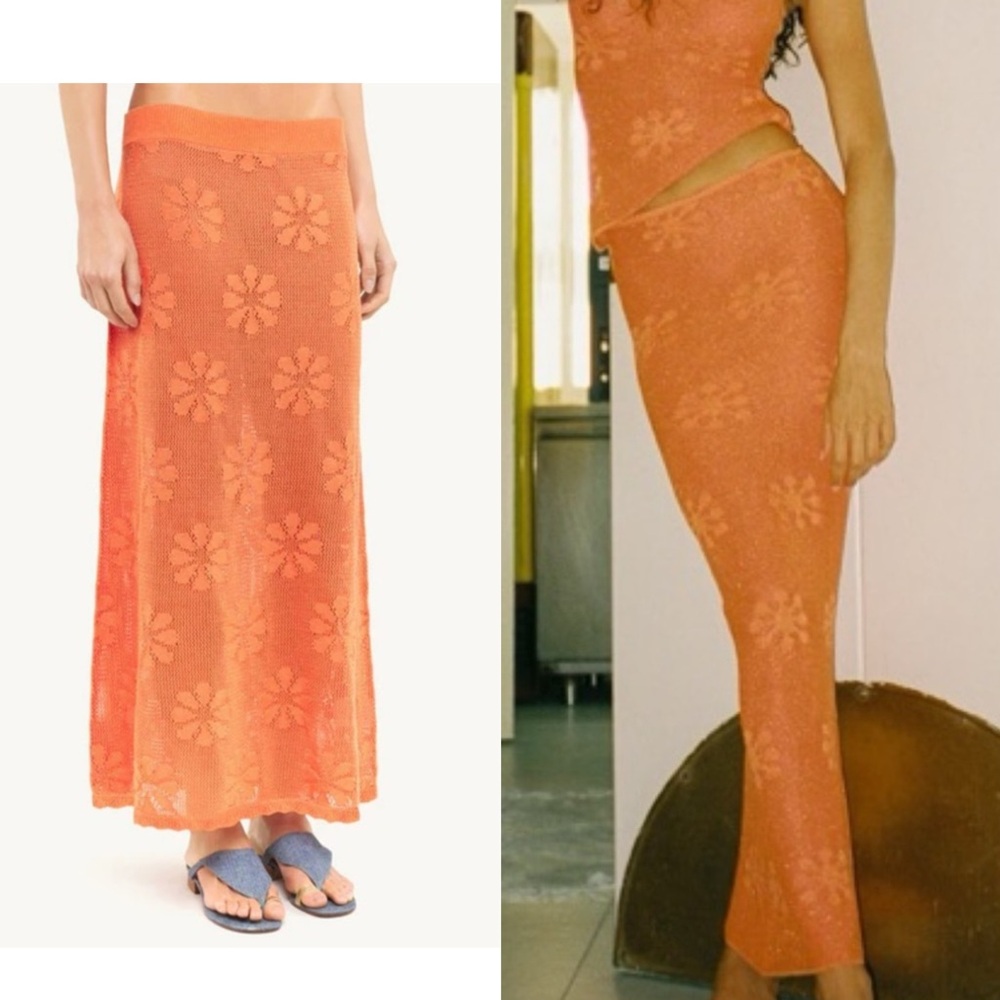 Orange Floral Maxi Skirt